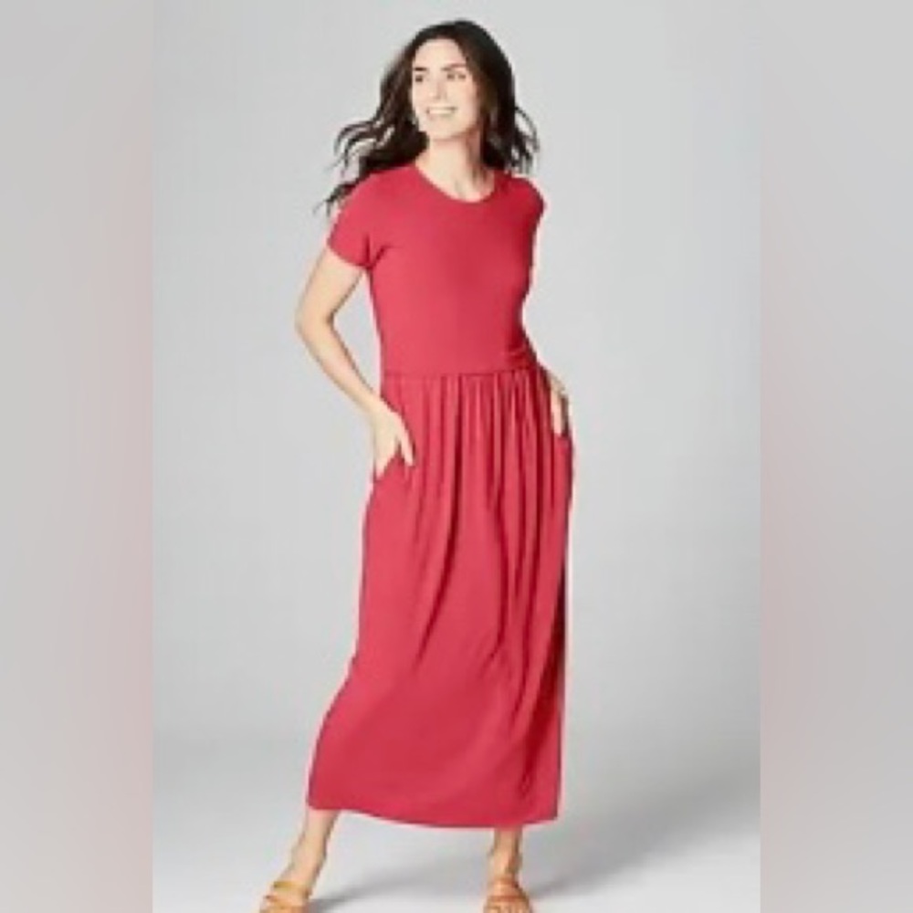 J. Jill Knit Shirred-Waist Maxi Dress